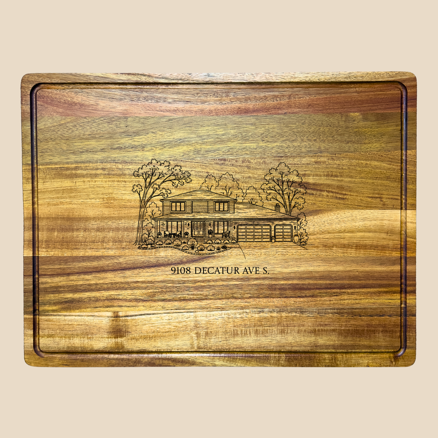 Extra Large Personalized Acacia Cutting Board