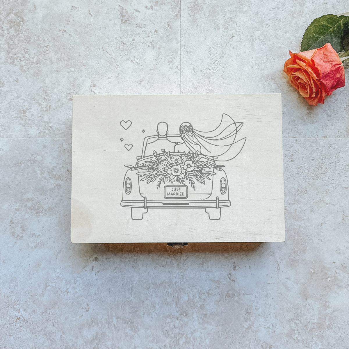 Personalized Wedding Keepsake Box & Marble Coaster Set – Custom Dove Design Gift for Couples, Anniversary, Engagement or Bridal Shower