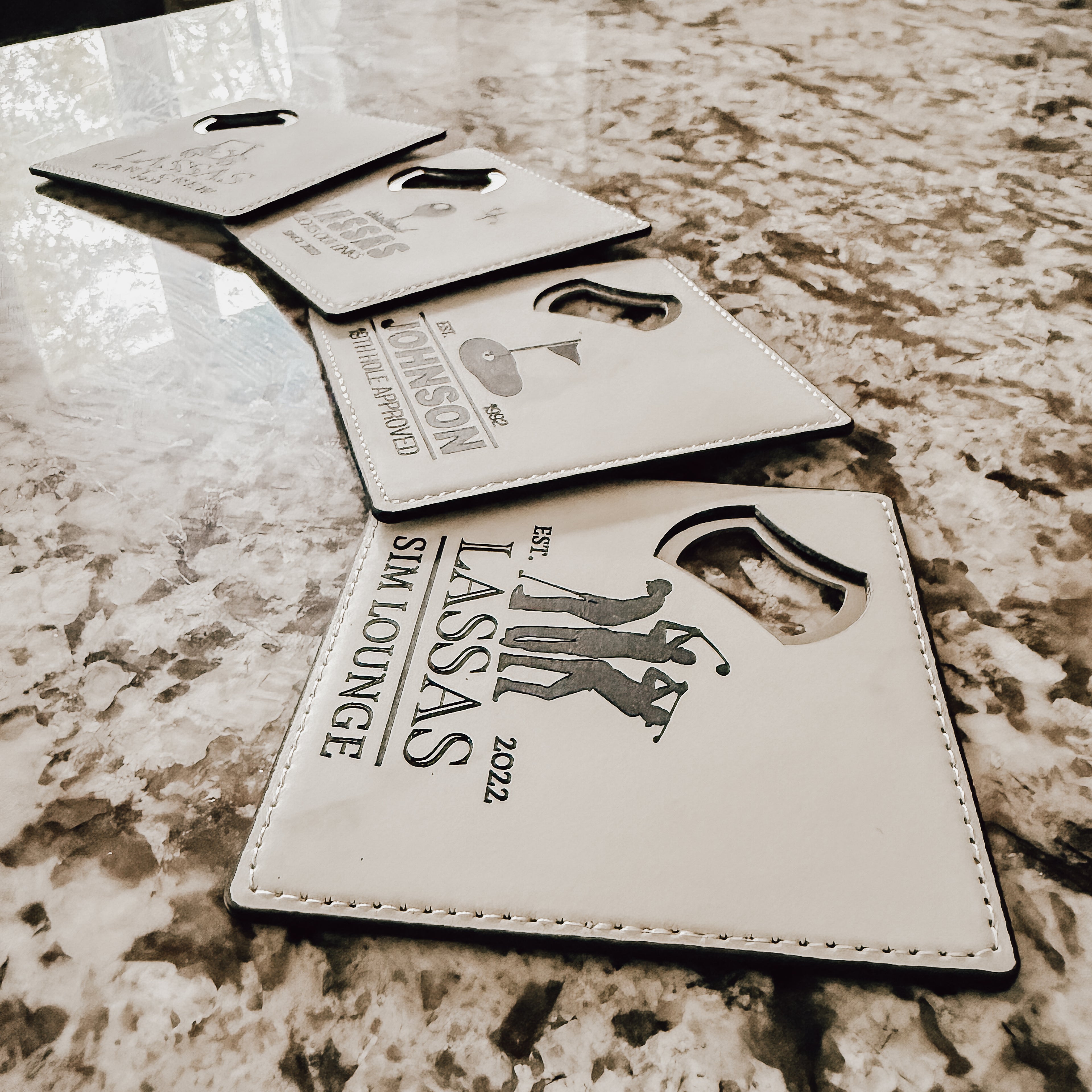 Personalized Leather Bottle Opener Coaster – 2-in-1 Custom Golf Gift for Men