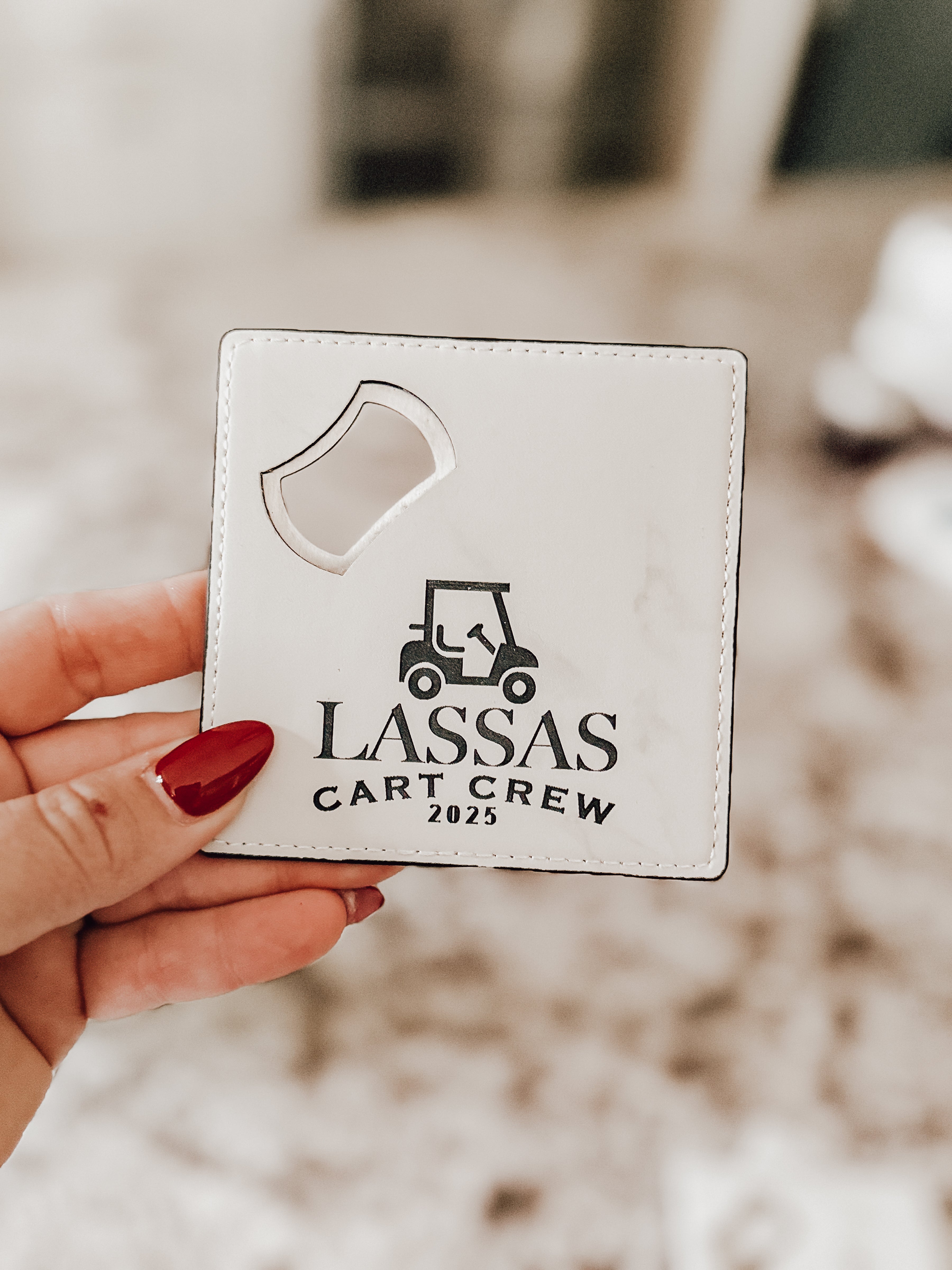 Personalized Leather Bottle Opener Coaster – 2-in-1 Custom Golf Gift for Men