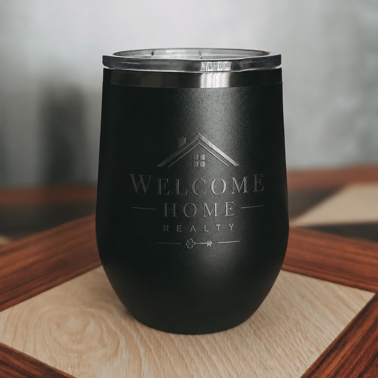Personalized Engraved Wine Tumbler | Matte Black 12 oz