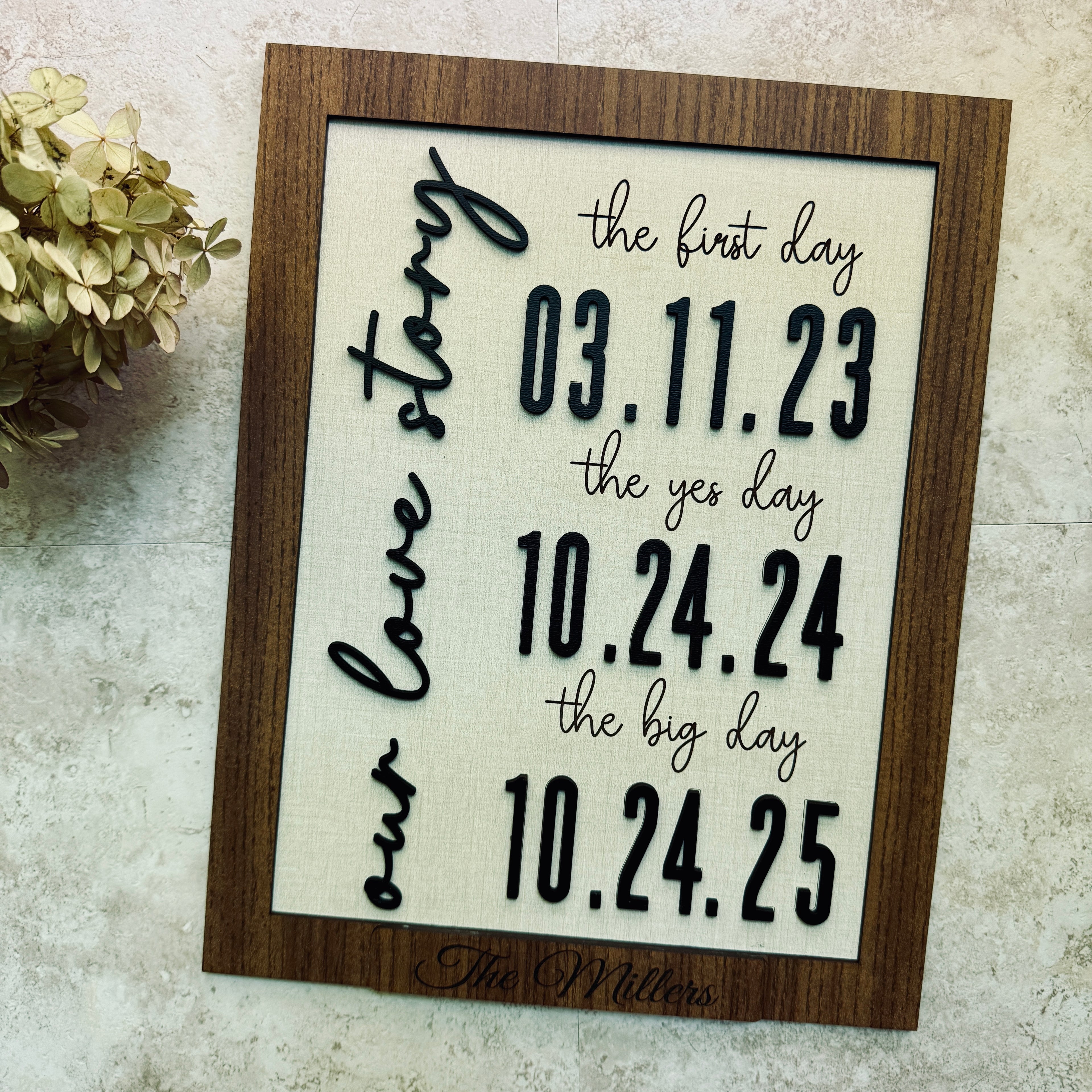 Our Love Story Sign – Personalized Wooden Anniversary & Wedding Gift | 3-Layer Laser Cut Wall Art