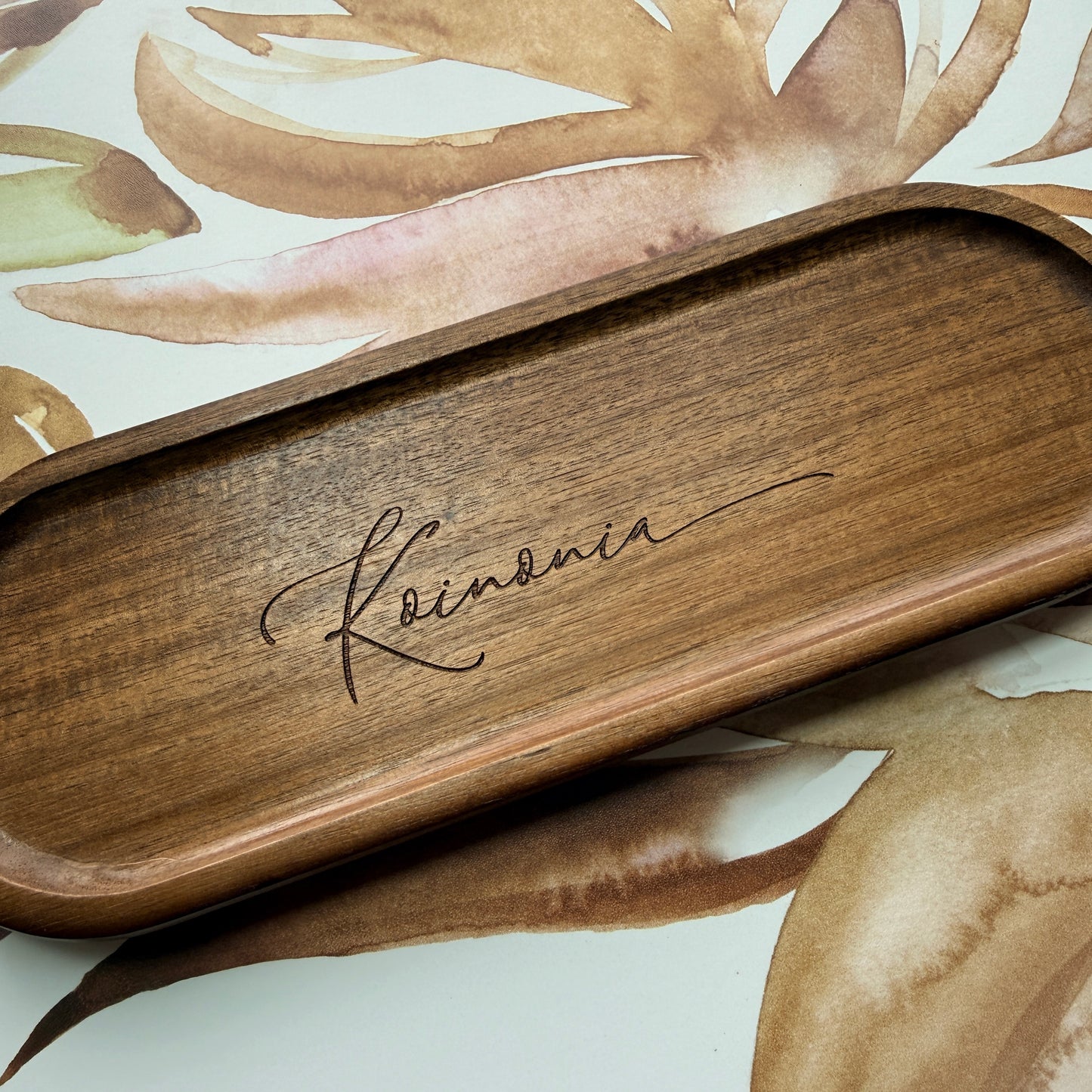 Personalized Wood Catch All Tray | Custom Engraved Valet Tray