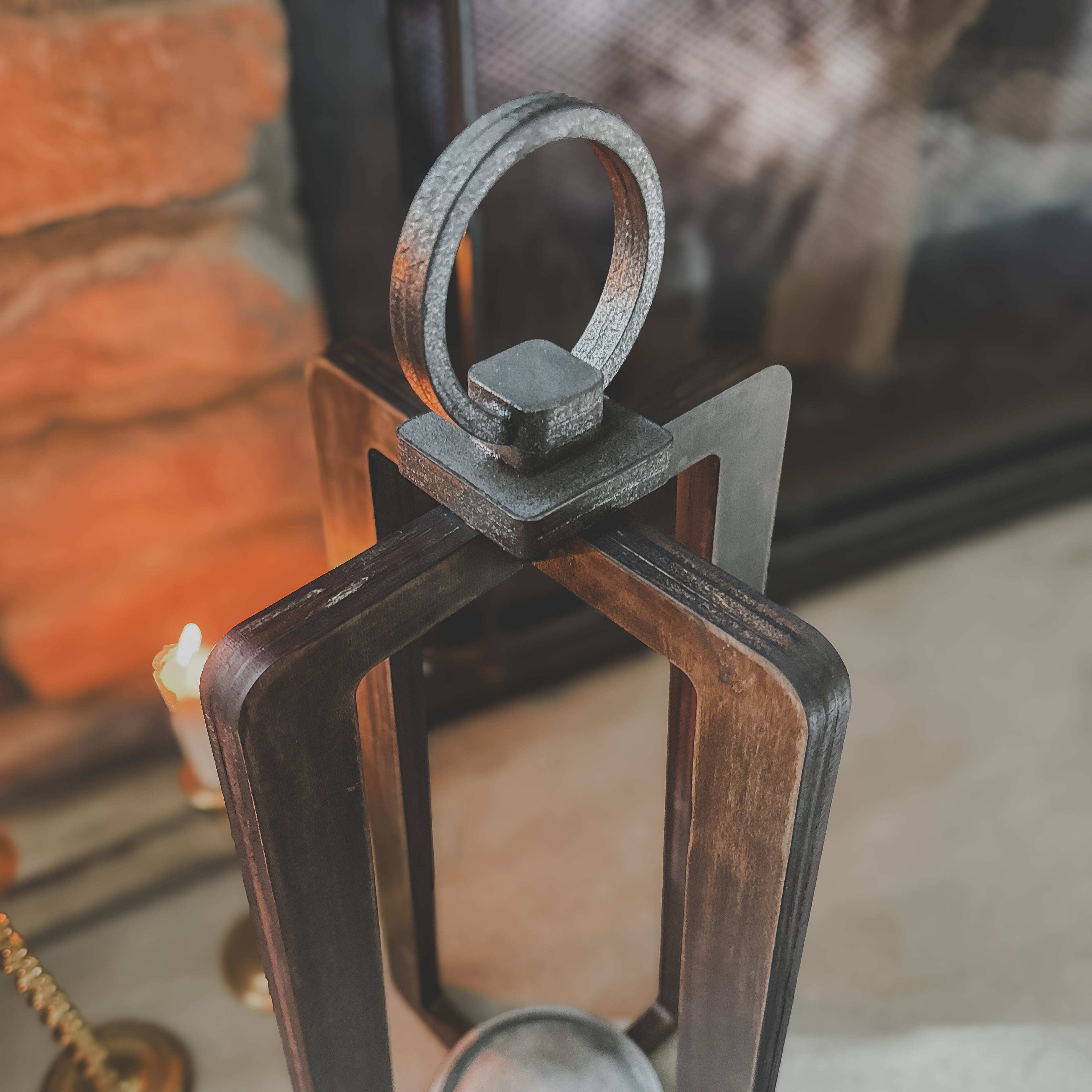 Handcrafted Wooden Lantern Candle Holder – Rustic Modern 20” Farmhouse Decor