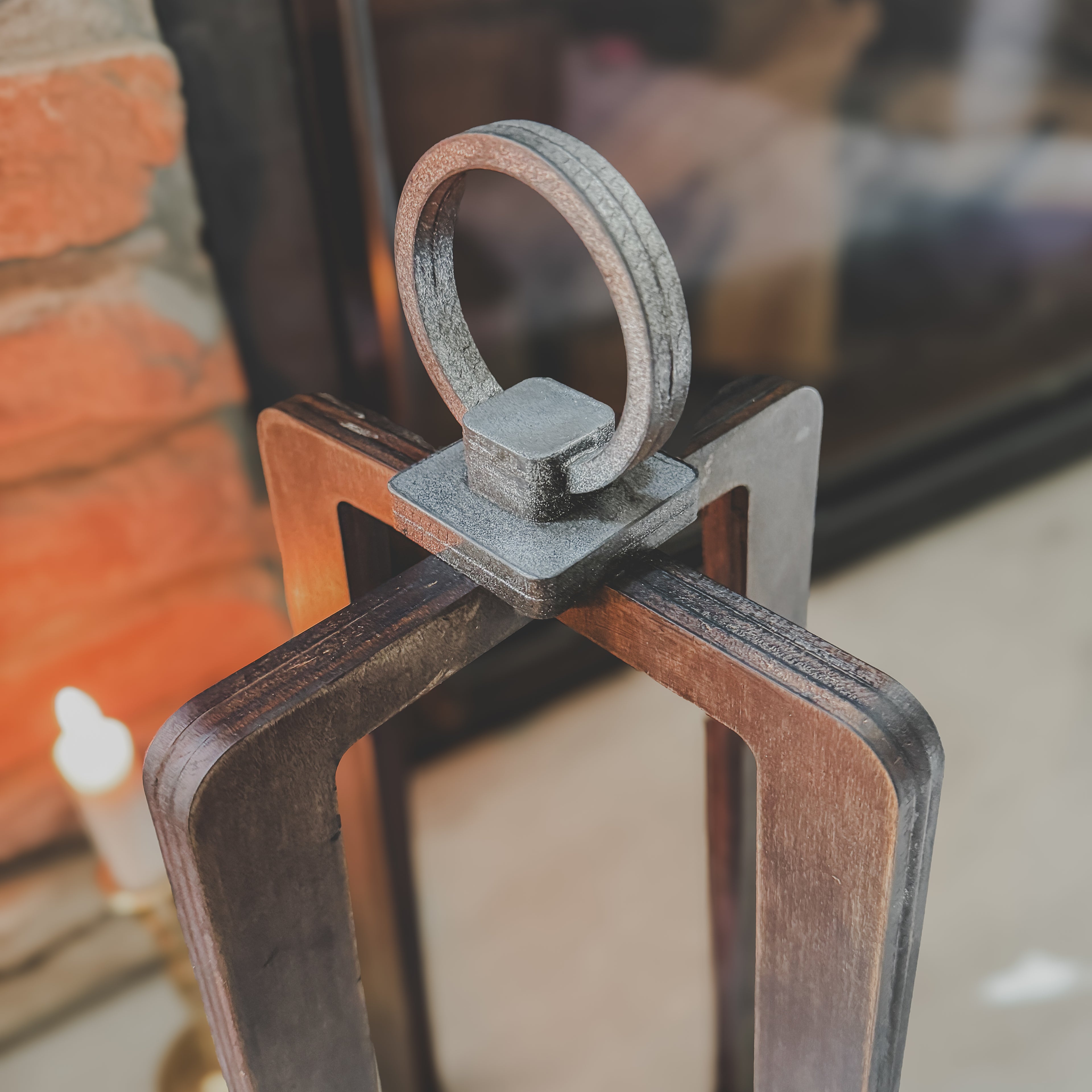 Top view of a wood lantern