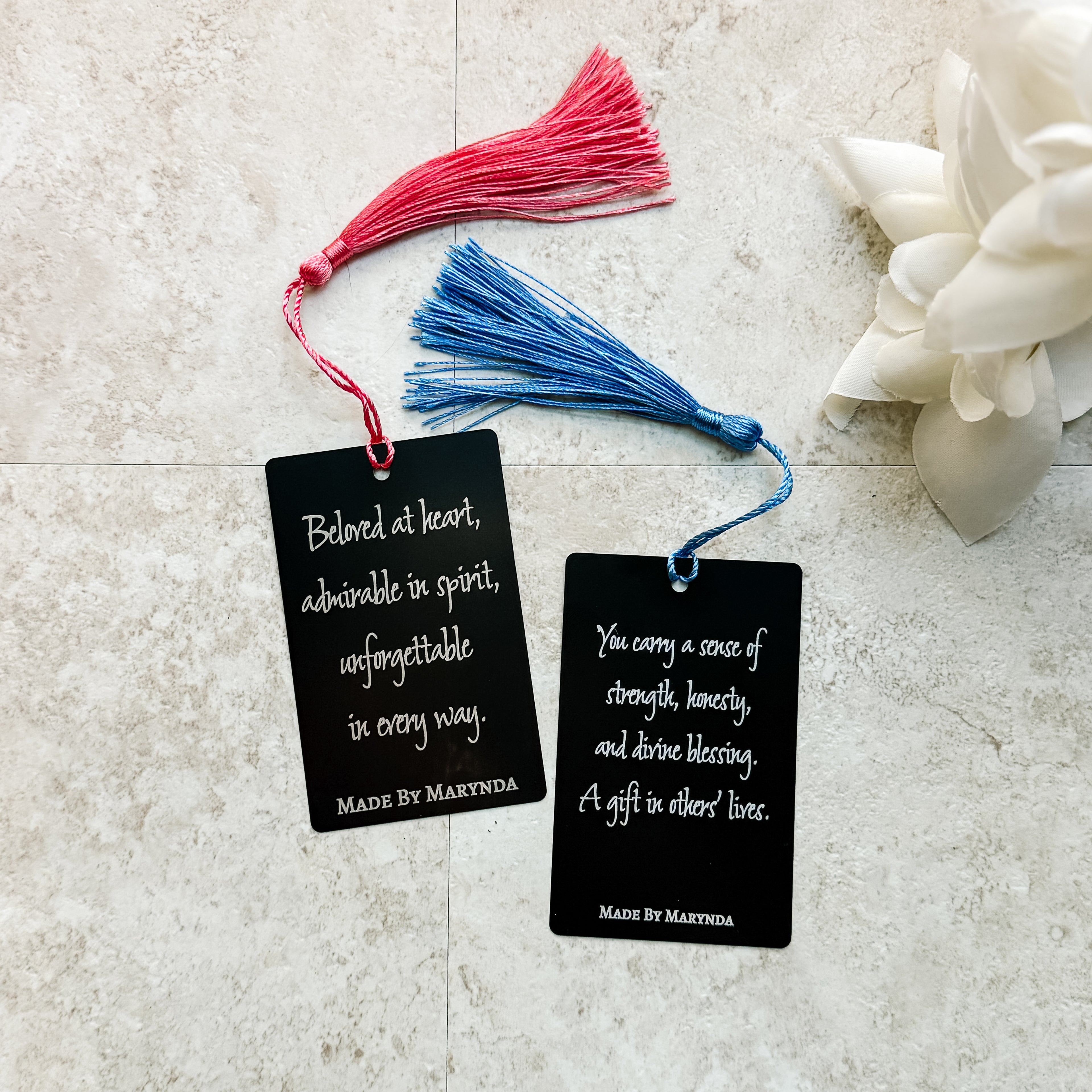 Personalized Metal Name Meaning Bookmark with Tassel – Double-Sided Engraved Gift