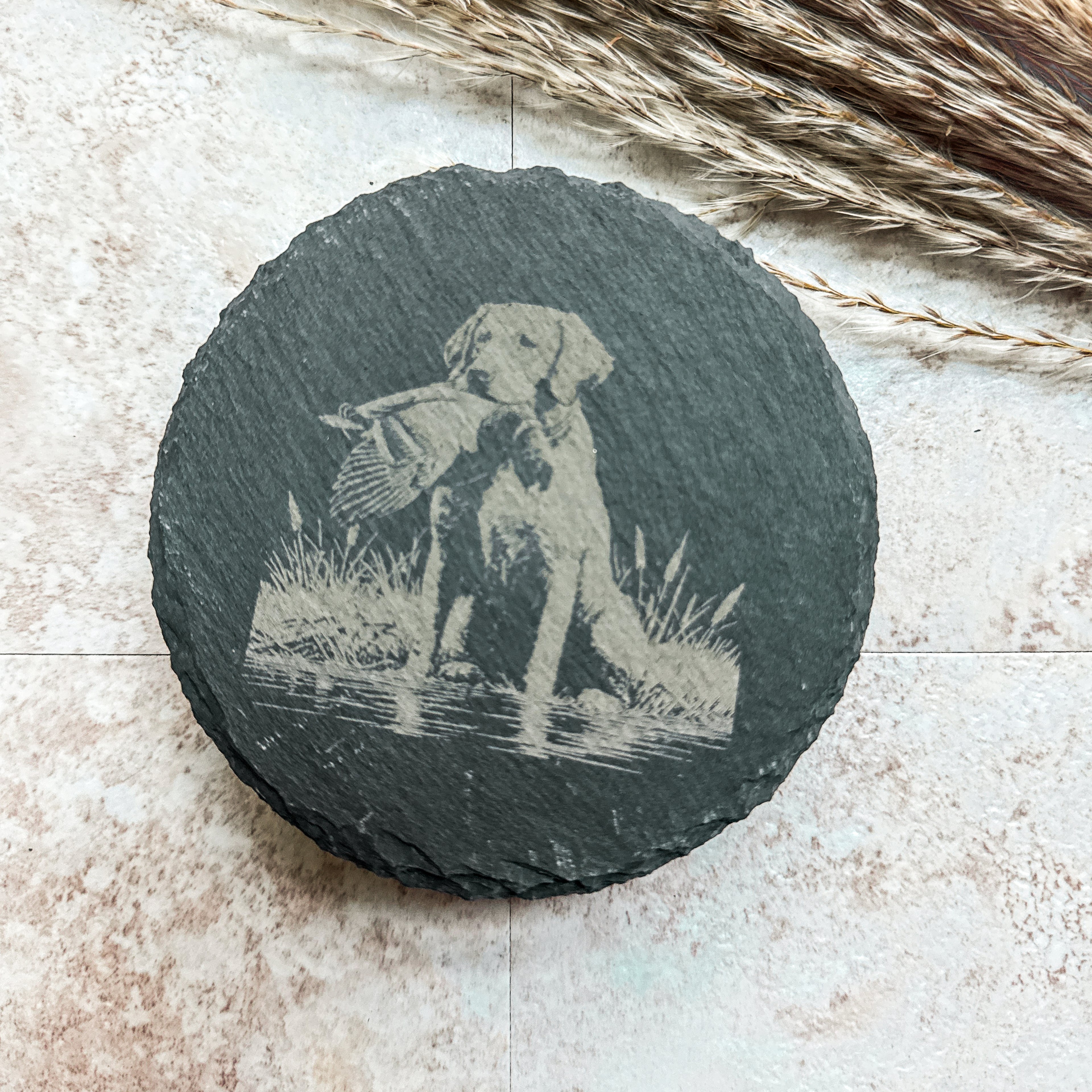 Hunting Dog Slate Coasters – Set of 4 Laser Engraved Designs