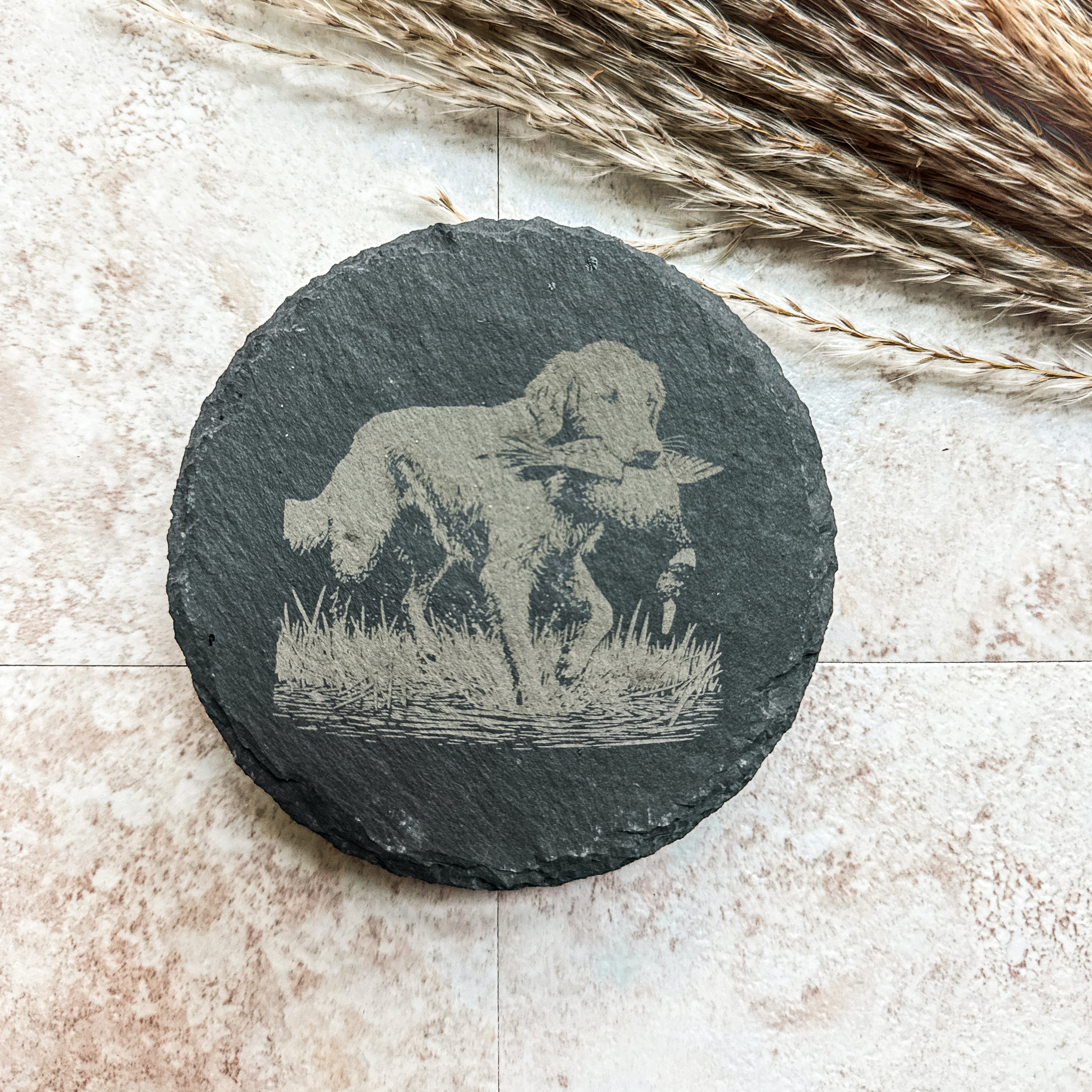 Hunting Dog Slate Coasters – Set of 4 Laser Engraved Designs