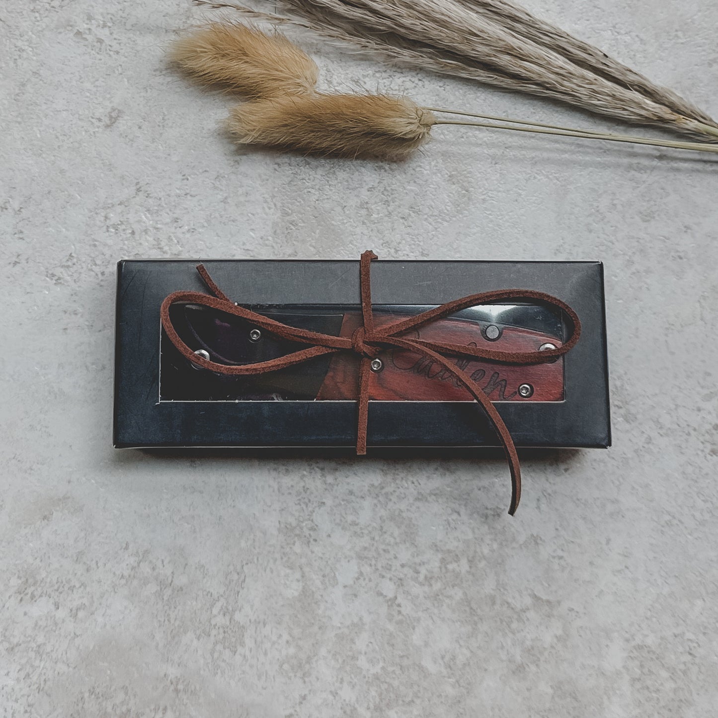 Engraved Rosewood Pocket Knife – Personalized Spring Assisted Multi-Tool with Gift Box