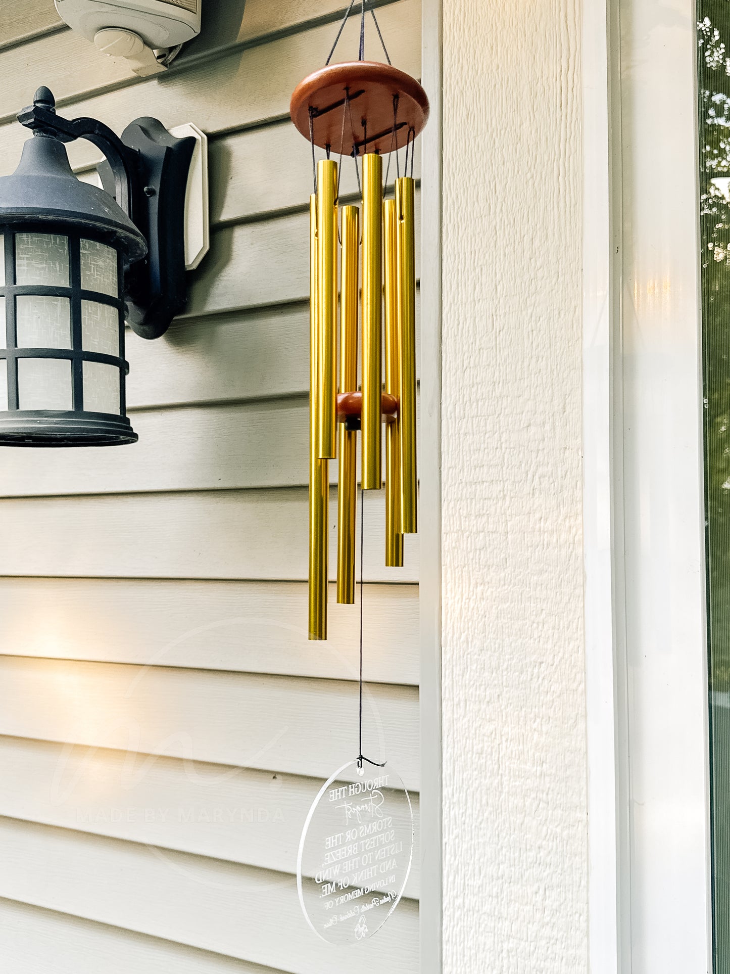Personalized Memorial Wind Chime – 26" Gold Chime with Custom Acrylic Pendant | Sympathy Gift, Funeral Keepsake
