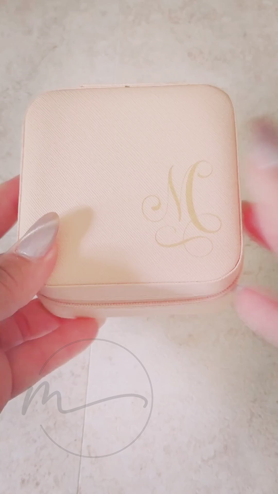 Personalized Travel Jewelry Box – Compact PU Leather Organizer with Mirror | Pink Monogrammed Jewelry Case