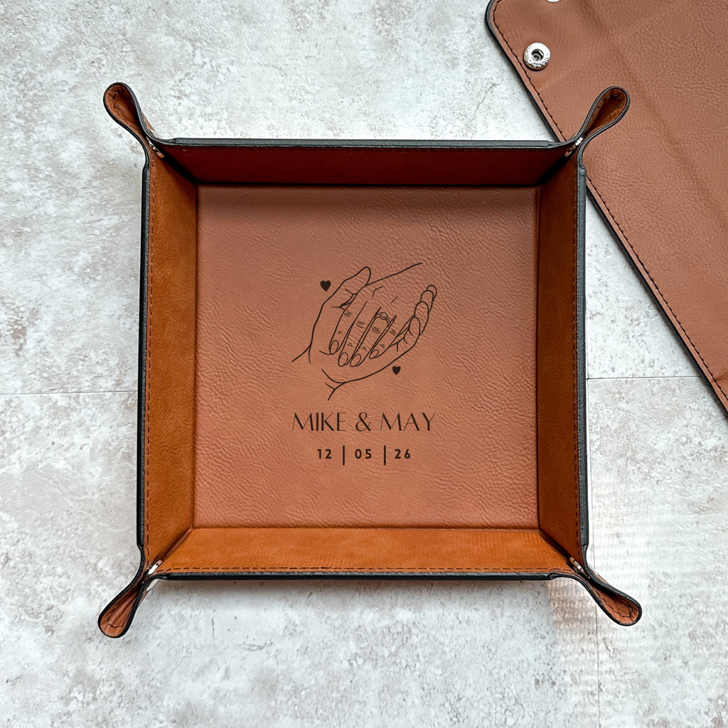 Custom Engraved Leather Valet Tray – Gift for Wedding Party & More