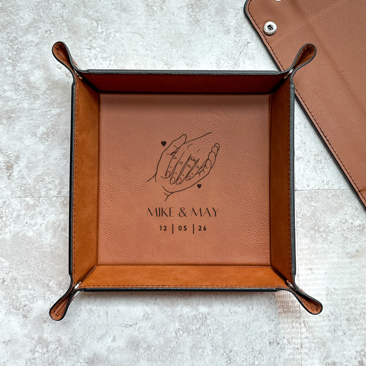Custom Engraved Leather Valet Tray – Gift for Wedding Party & More