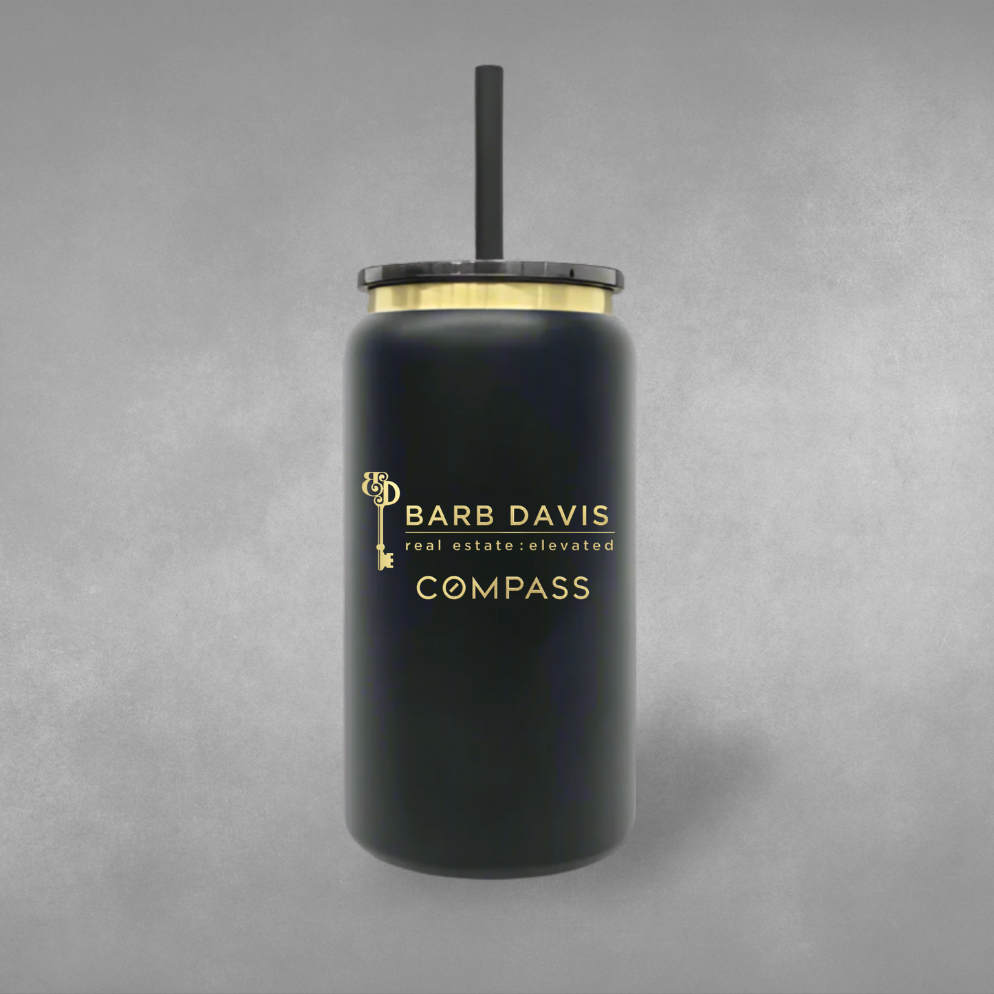 Personalized Black & Gold Tumbler – 16 oz