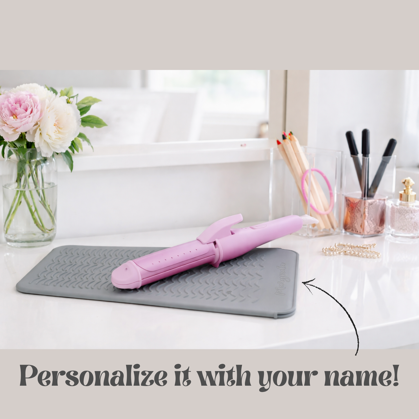 Personalized Heat Resistant Silicone Mat for Styling Tools