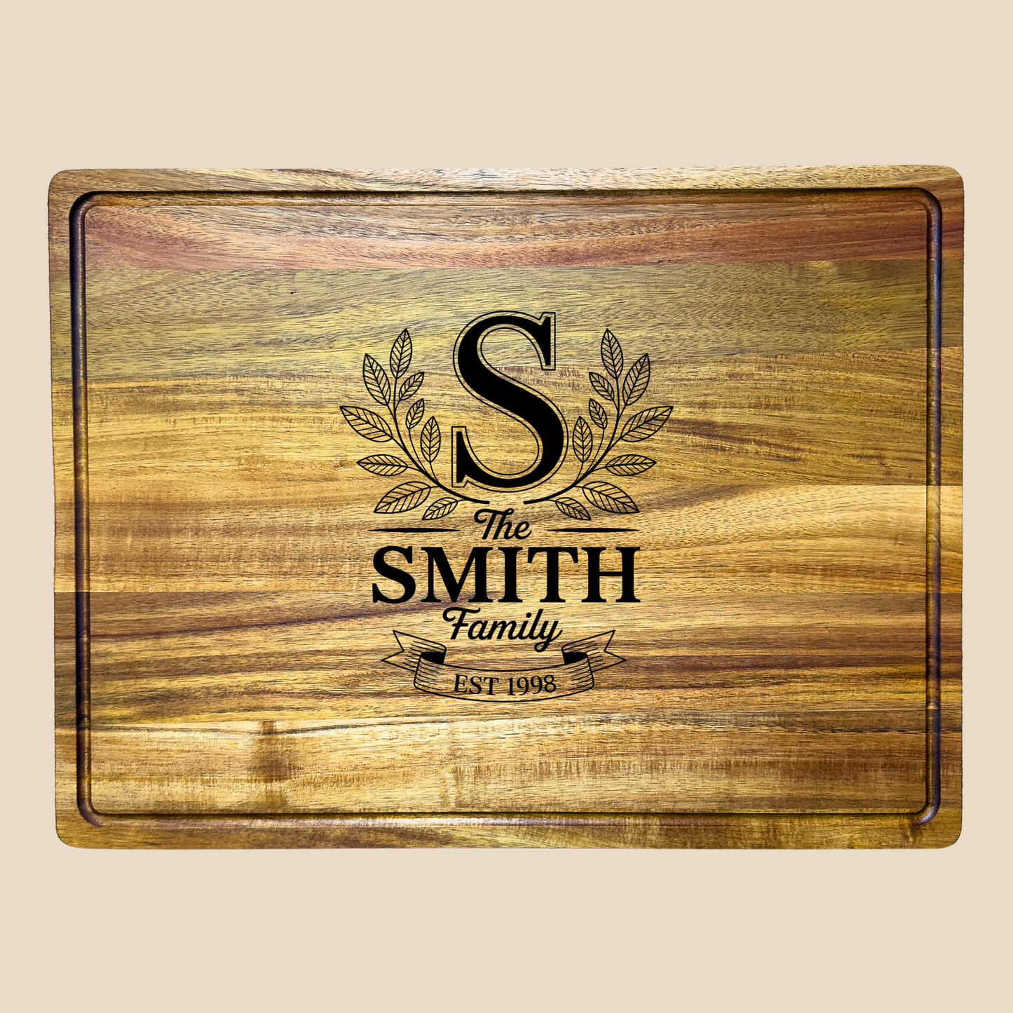 Extra Large Personalized Acacia Cutting Board