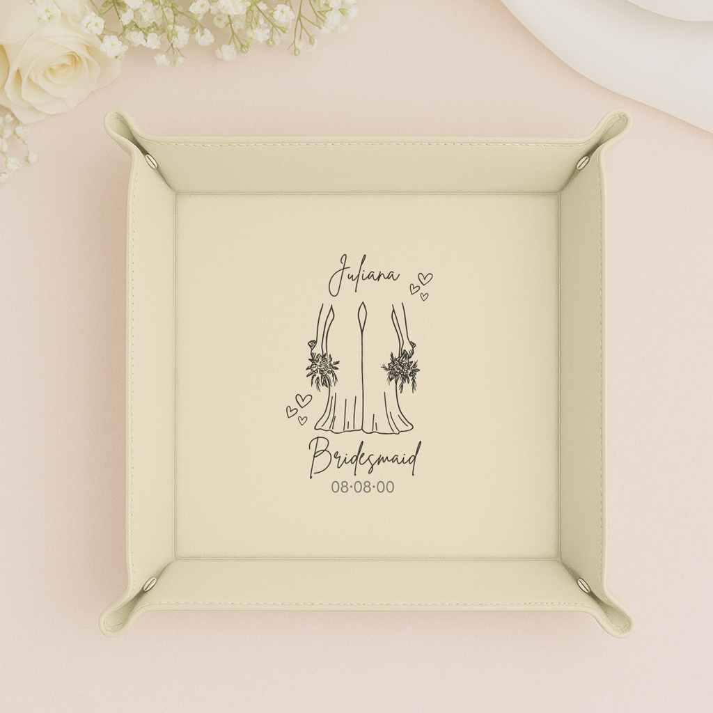 Custom Engraved Leather Valet Tray – Gift for Wedding Party & More