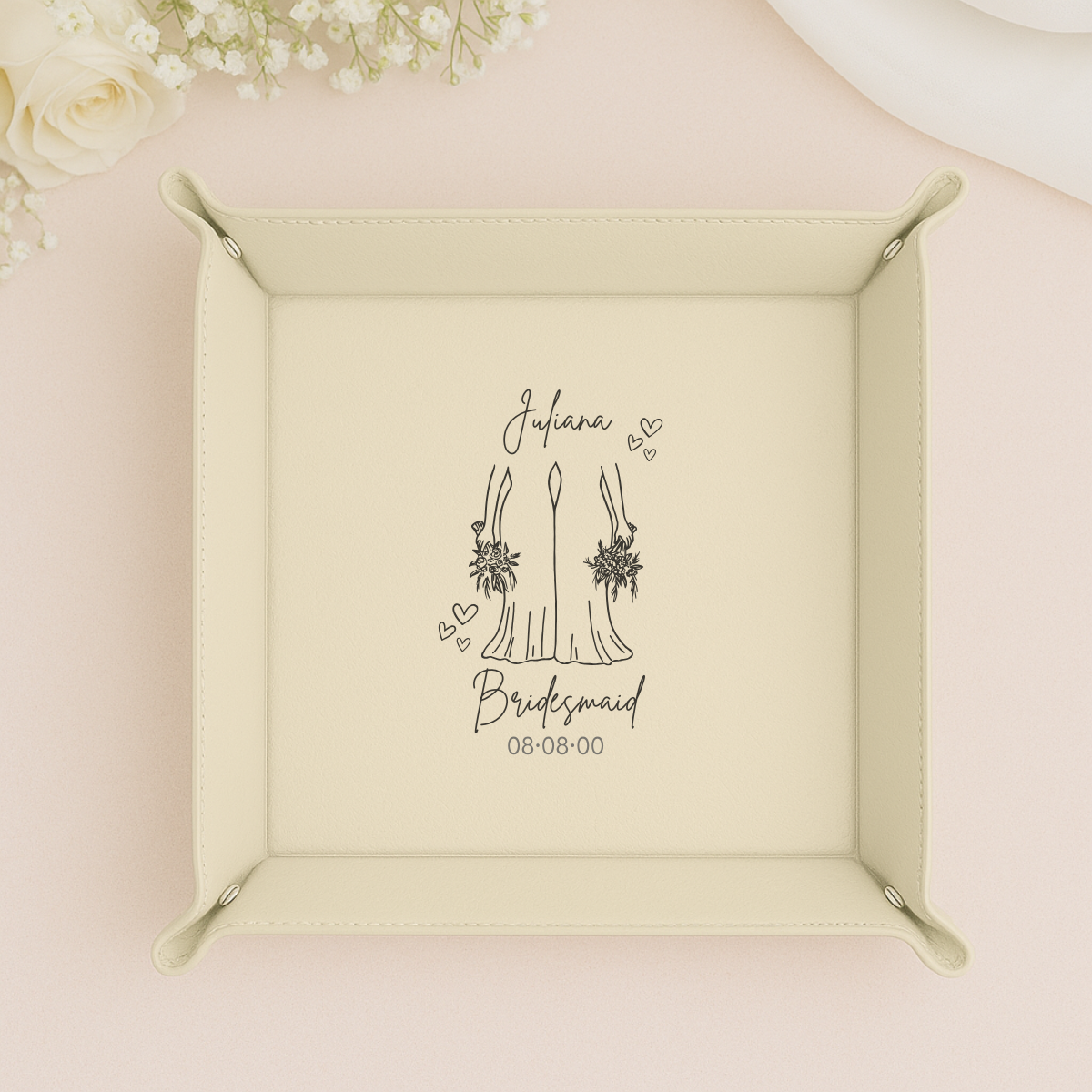 Custom Engraved Leather Valet Tray – Gift for Wedding Party & More