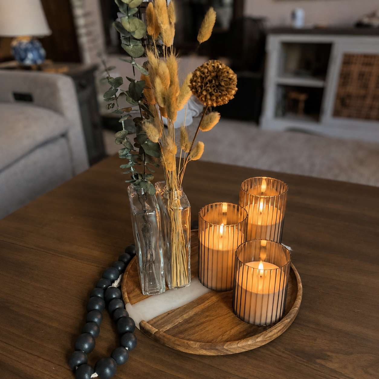 Personalized Acacia Wood & White Pearl Resin Serving Tray