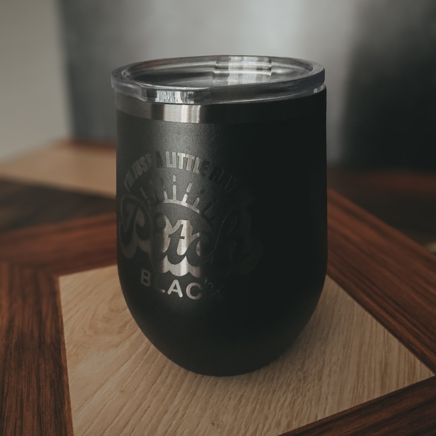 Personalized Engraved Wine Tumbler – Black to Ghost Black