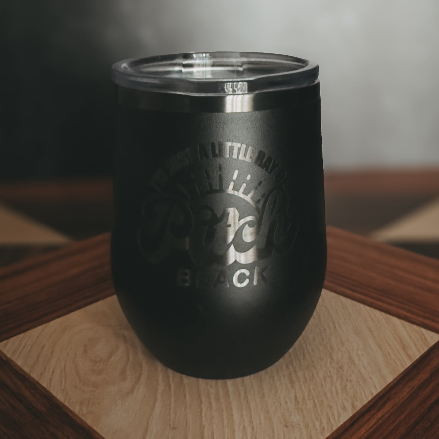 Personalized Engraved Wine Tumbler – Black to Ghost Black