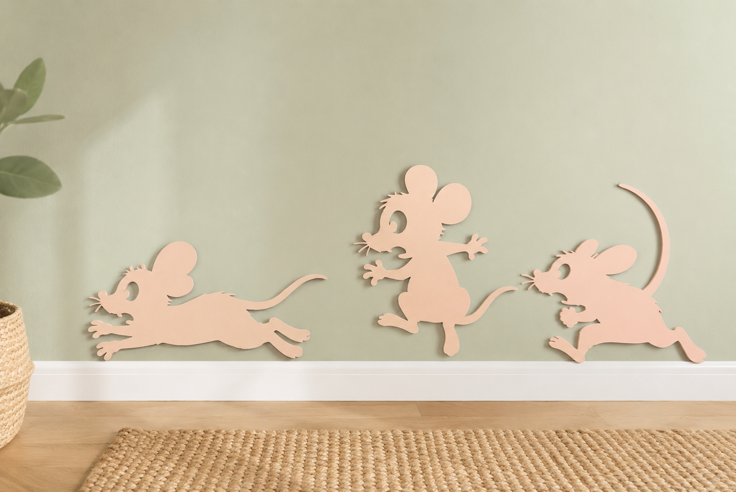 Playful Mouse Wall Decor Set of 3 Multiple Colors