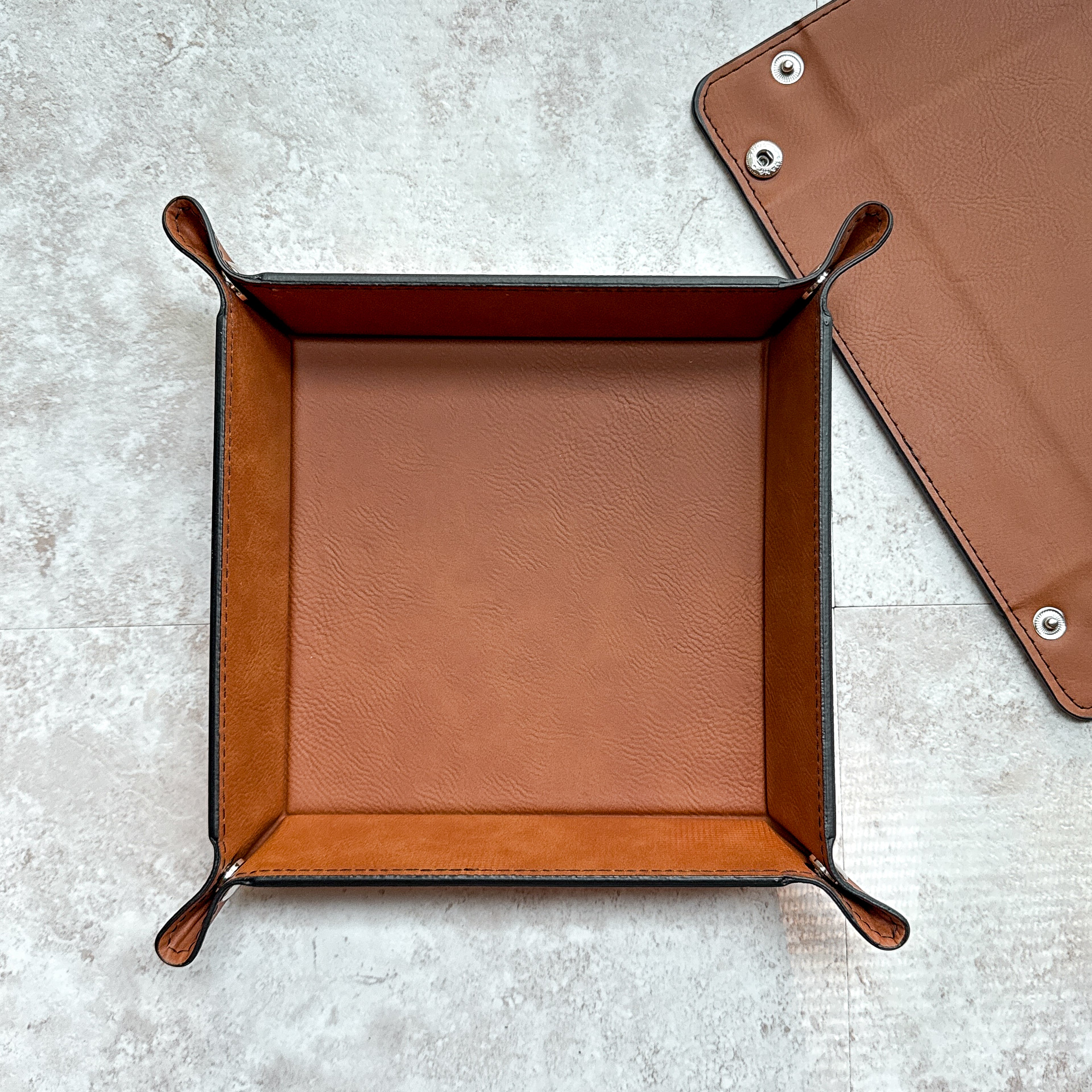 Fall Catch-All Tray with Autumn Leaves Quote – Faux Leather Decorative Storage for Keys, Jewelry, or Entryway