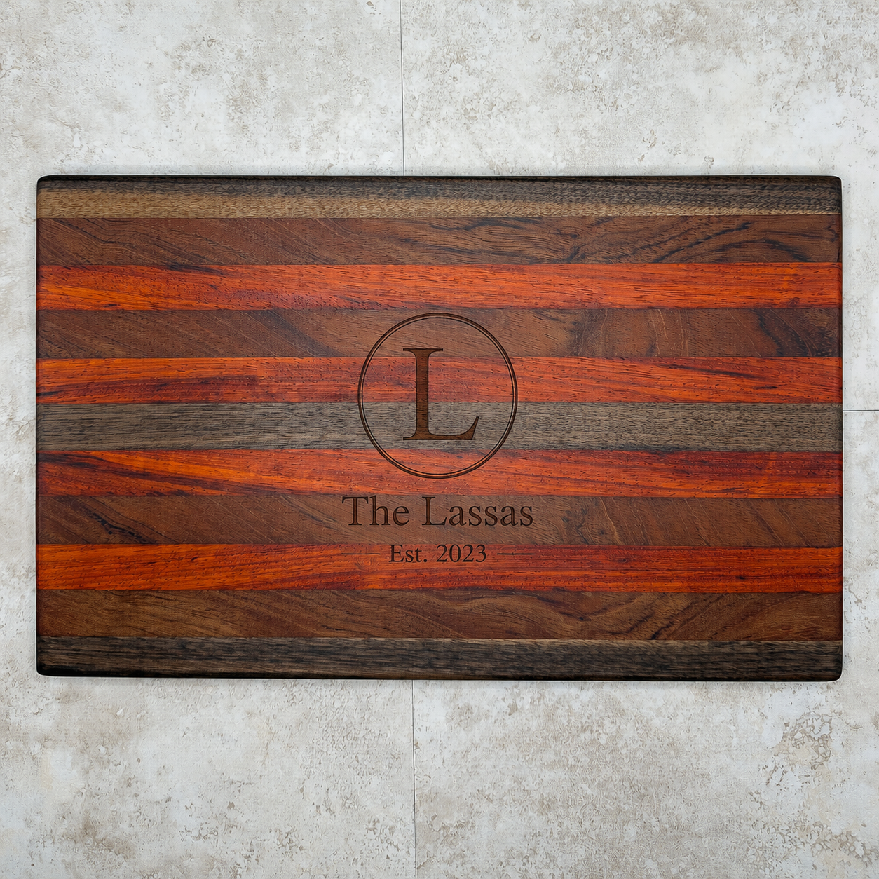 Handcrafted Walnut, Padauk & Rosewood Cutting Board | 16" x 10"