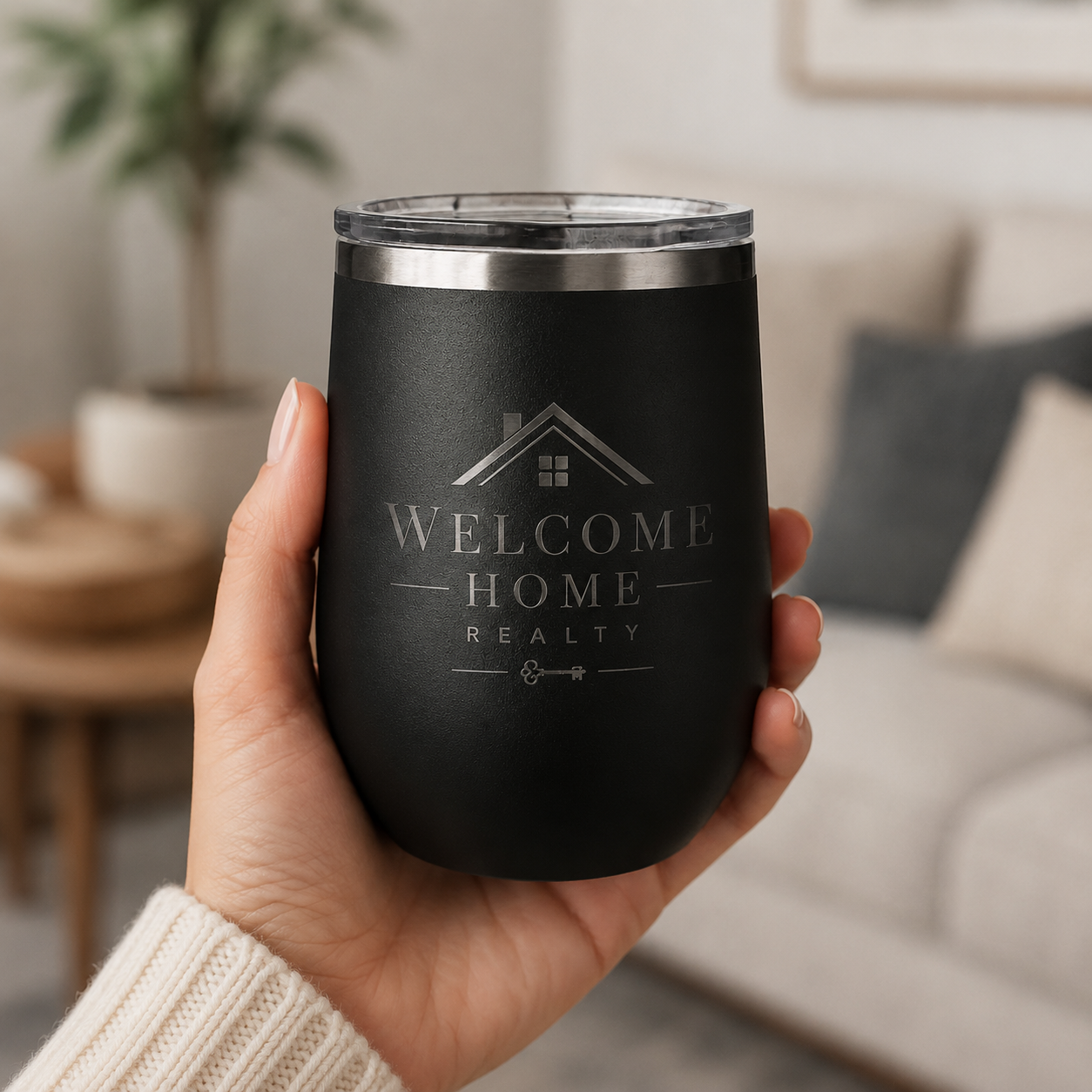 Personalized Engraved Wine Tumbler | Matte Black 12 oz