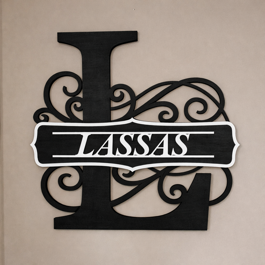 Personalized Monogram Wall Sign | Family Name or House Number Sign