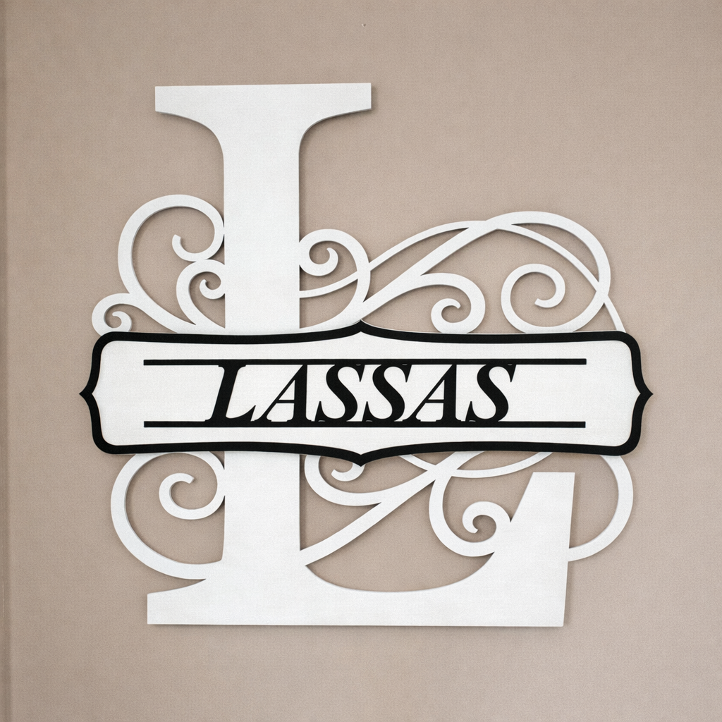 Personalized Monogram Wall Sign | Family Name or House Number Sign