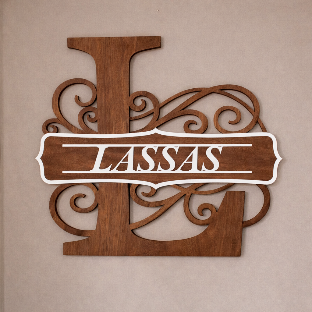 Personalized Monogram Wall Sign | Family Name or House Number Sign