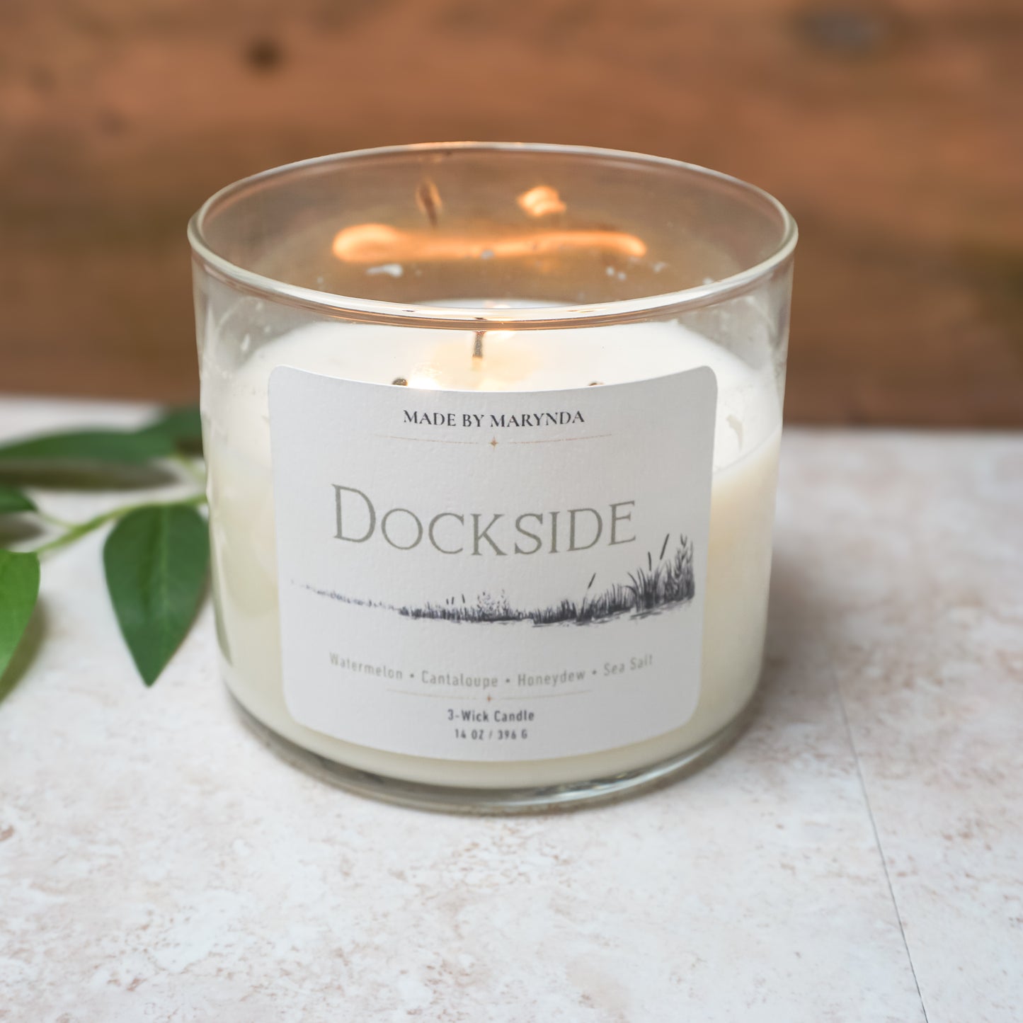 Dockside 3-Wick Candle with Engraved Wood Lid