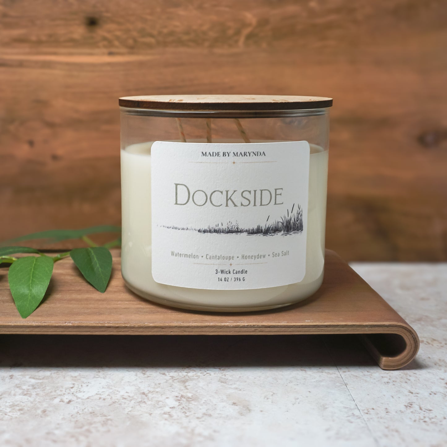 Dockside 3-Wick Candle with Engraved Wood Lid