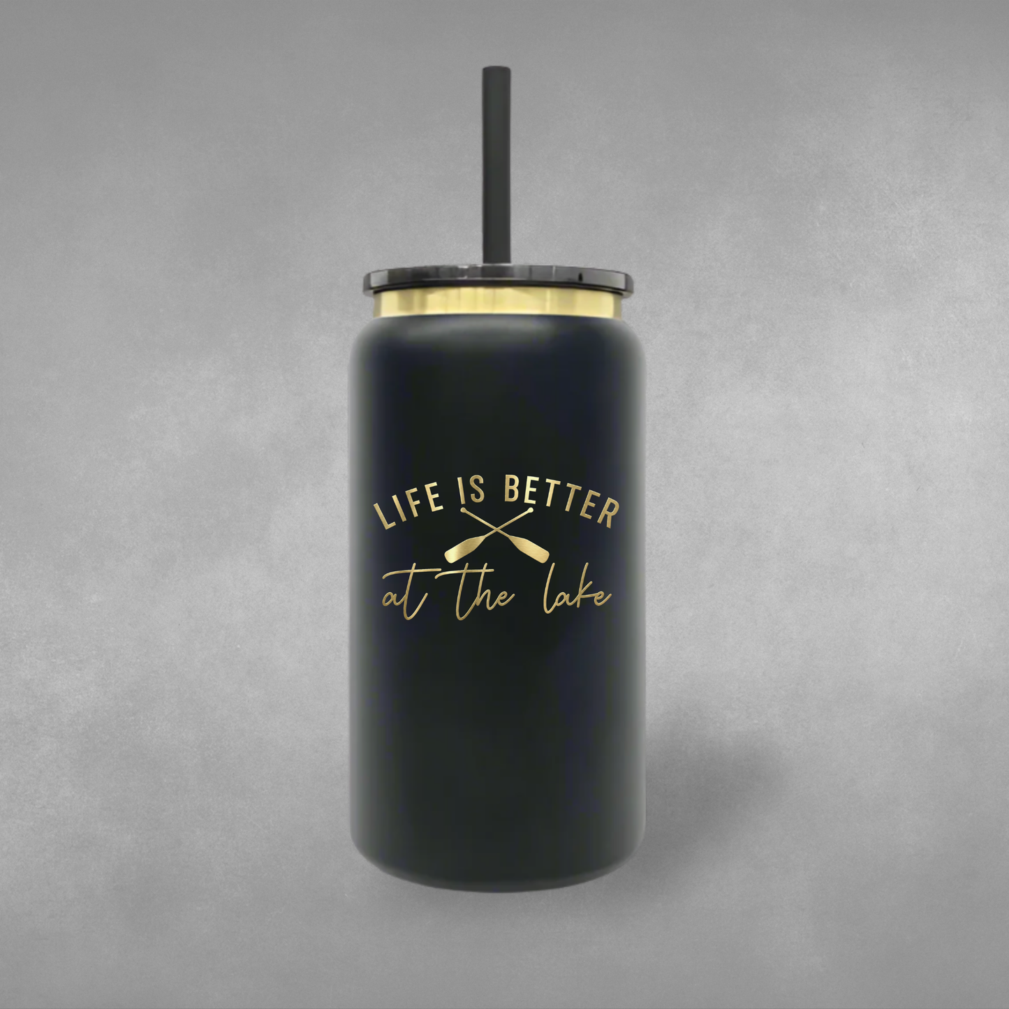 Personalized Black & Gold Tumbler – 16 oz
