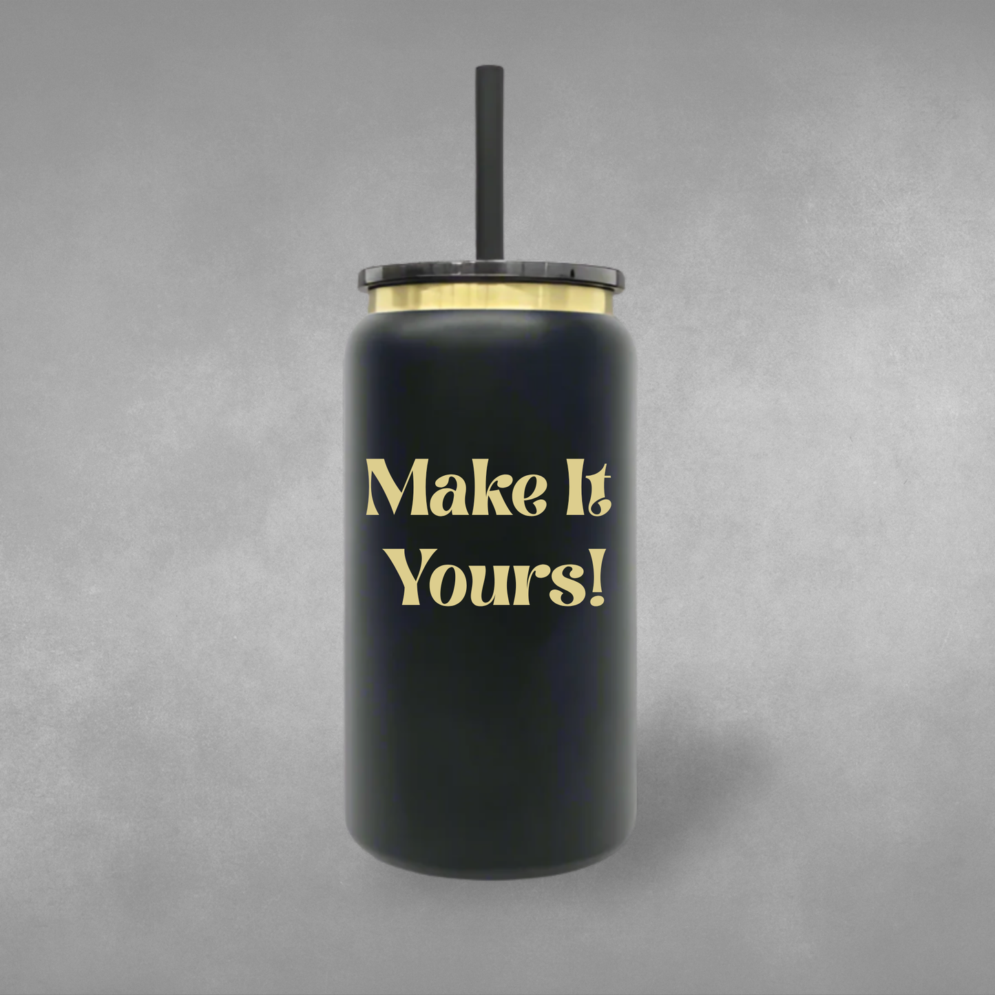 Personalized Black & Gold Tumbler – 16 oz
