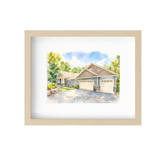 Realtor Closing Gift | Personalized Watercolor Home Portrait – Framed House Illustration