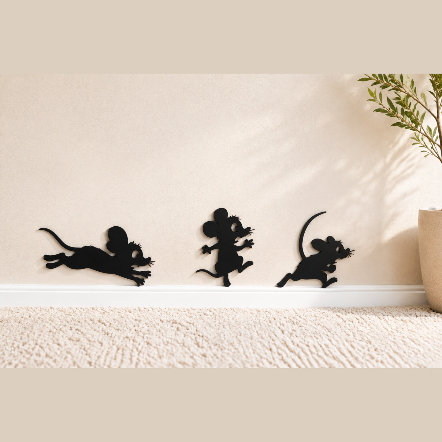 Playful Mouse Wall Decor Set of 3 Multiple Colors