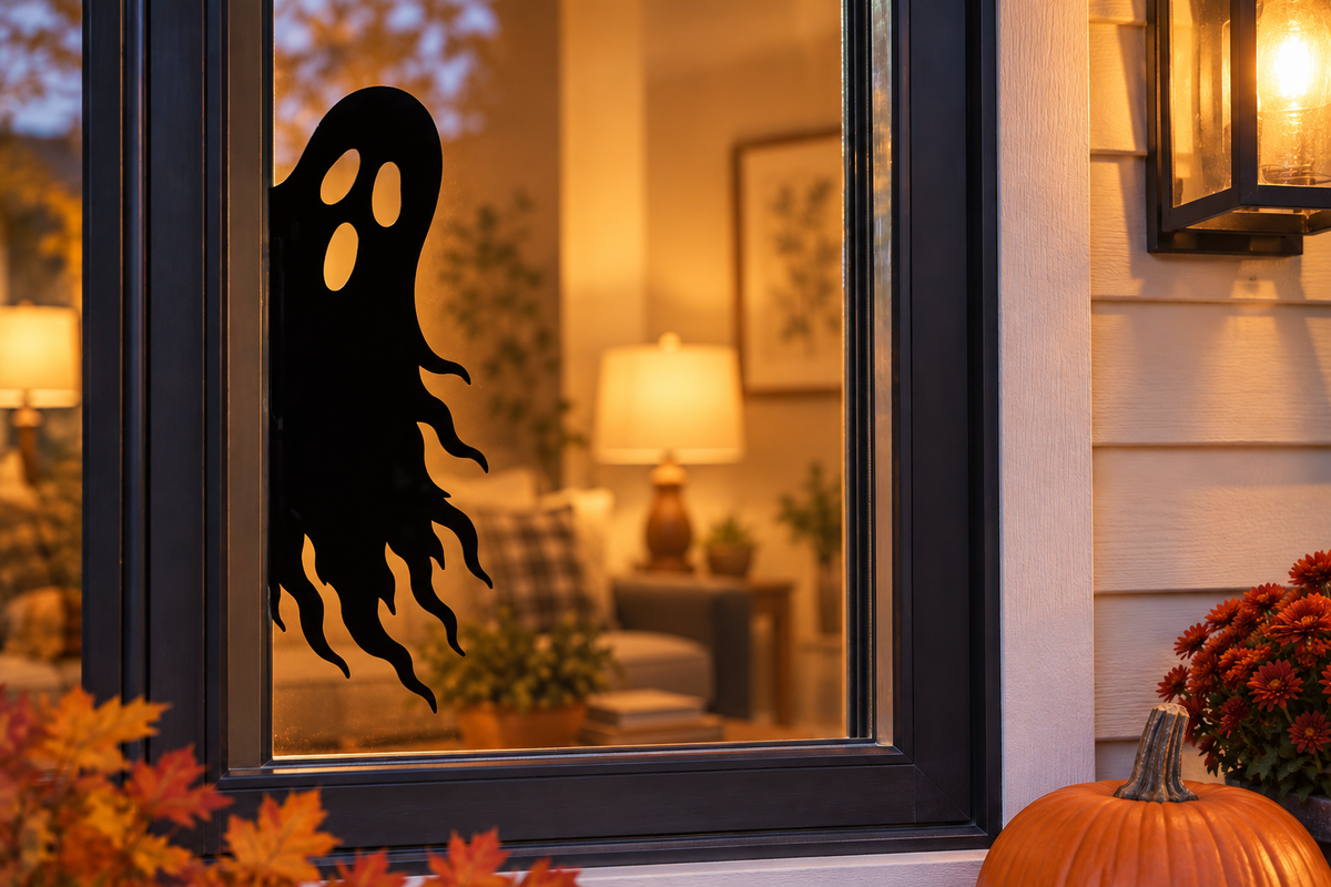 Halloween Acrylic Window Silhouettes – Witch, Ghost & Skeleton Set