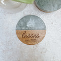 Custom Family Name & Coordinates Coaster Set – Engraved Marble & Wood