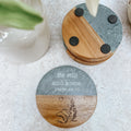 Be Still and Know Coaster Set – Engraved Marble & Wood (Psalm 46:10)