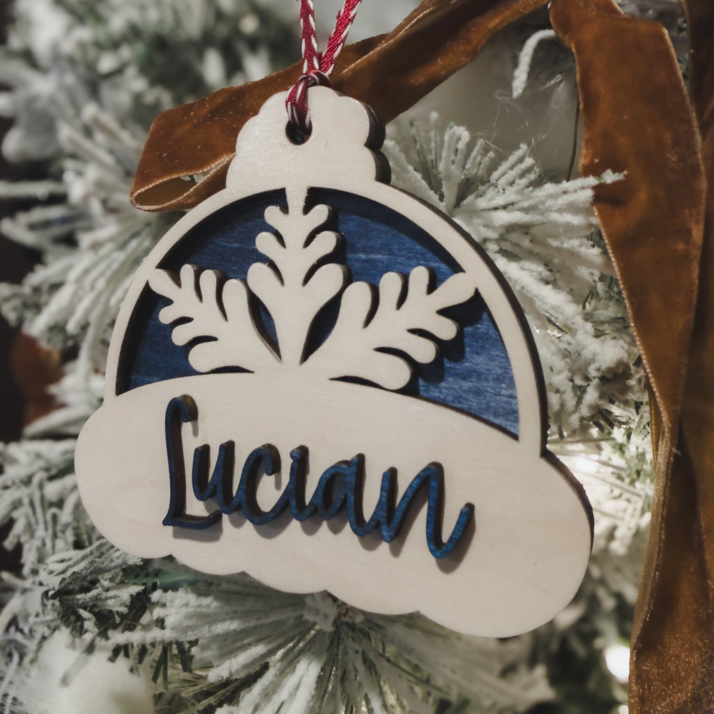 Personalized Winter Hat Name Tag – Layered Wood Christmas Gift Tag
