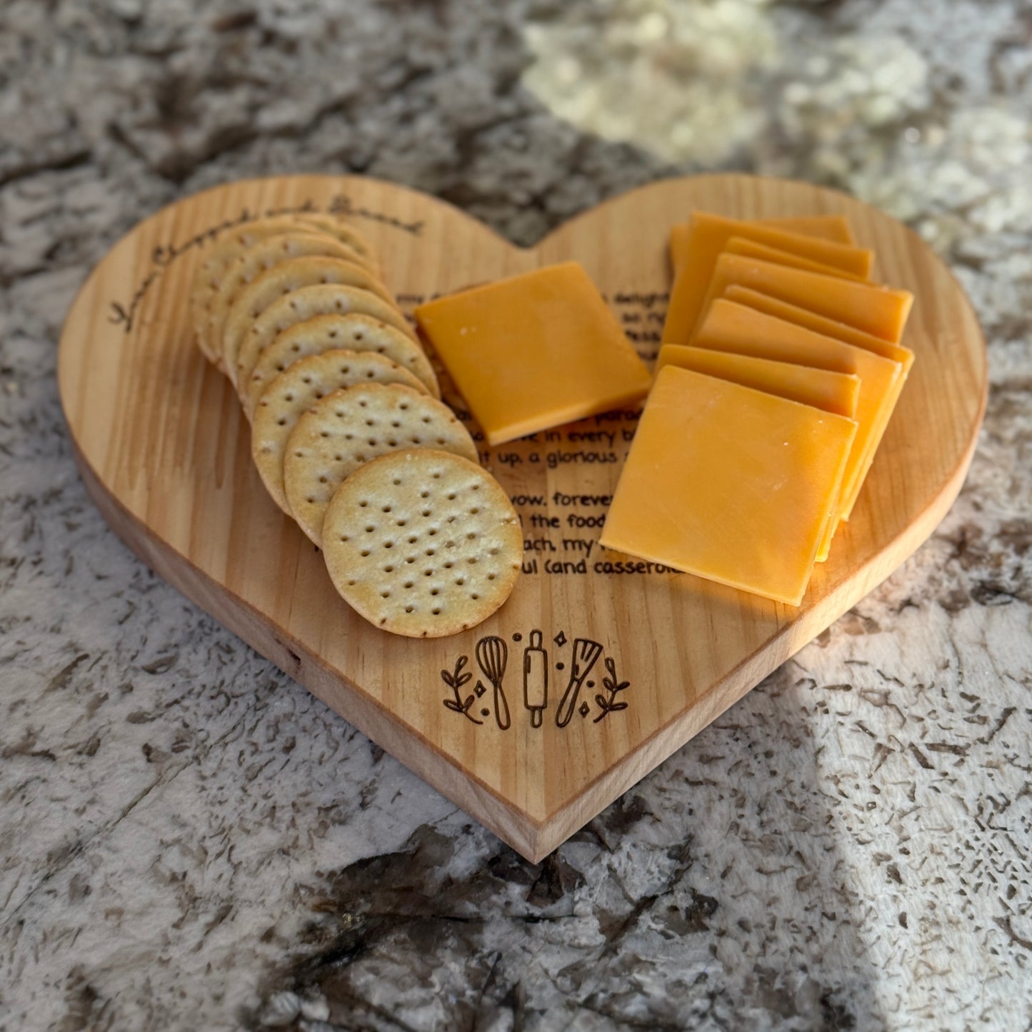 Heart-Shaped Cutting Board with Funny Poem | Food-Safe Wood Gift for Couples, Him or Her