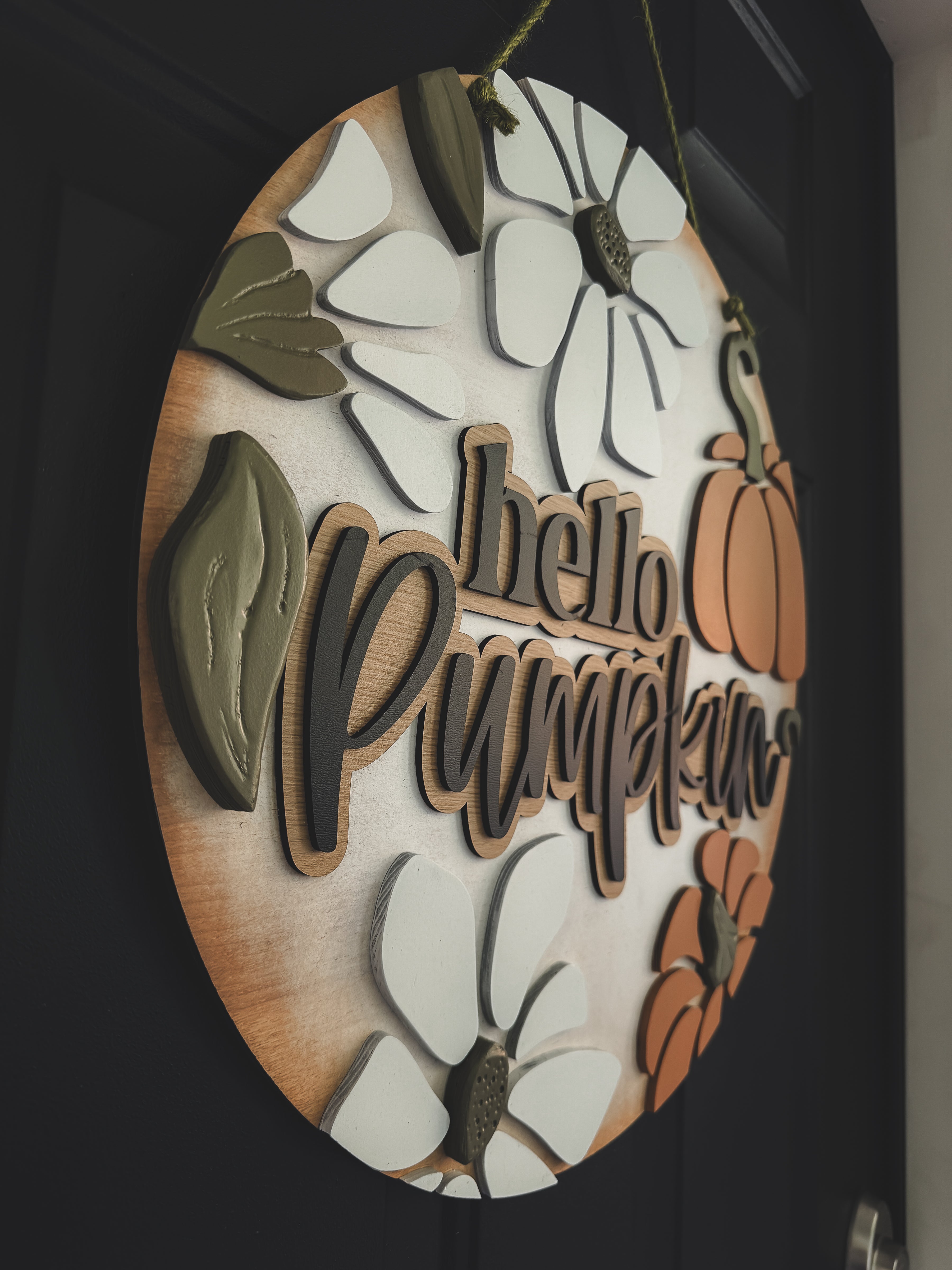 Hello Pumpkin Door Hanger – 18” 3D Layered Wood Fall Sign for Front Door FREE SHIPPING