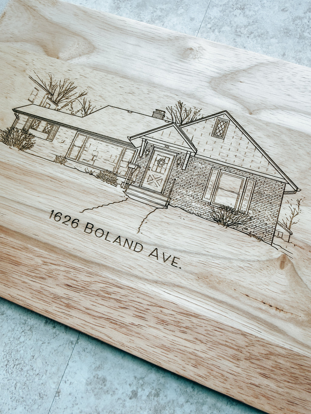 Personalized First Home Cutting Board – Custom House Engraved from Photo