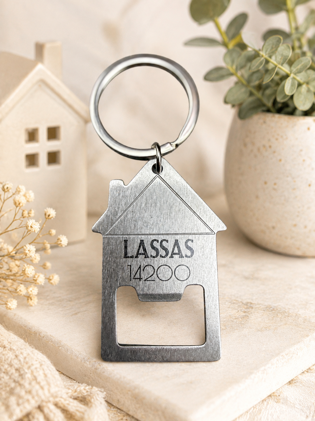 Custom House Keychain & Bottle Opener – Housewarming Gift