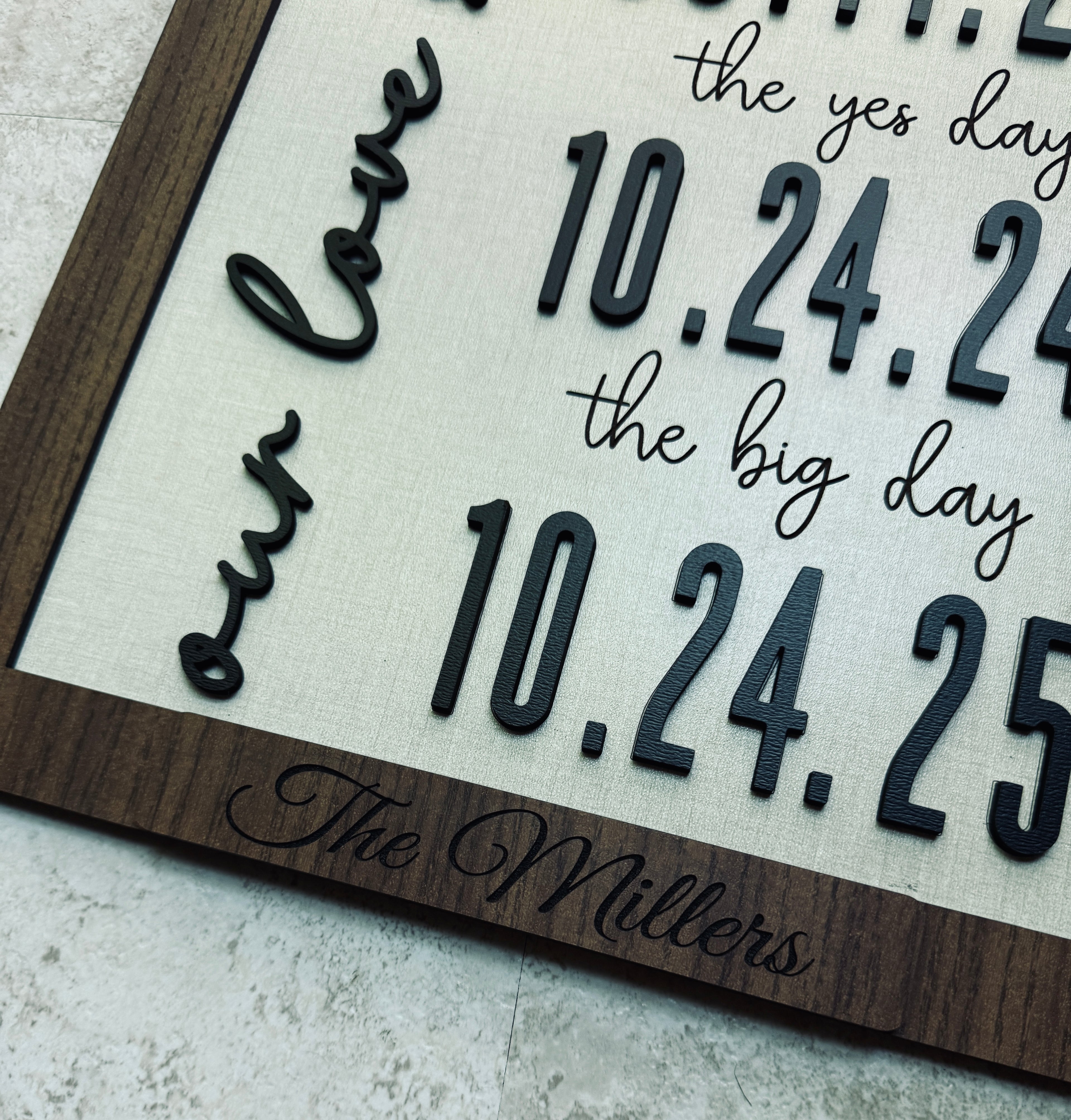 Our Love Story Sign – Personalized Wooden Anniversary & Wedding Gift | 3-Layer Laser Cut Wall Art