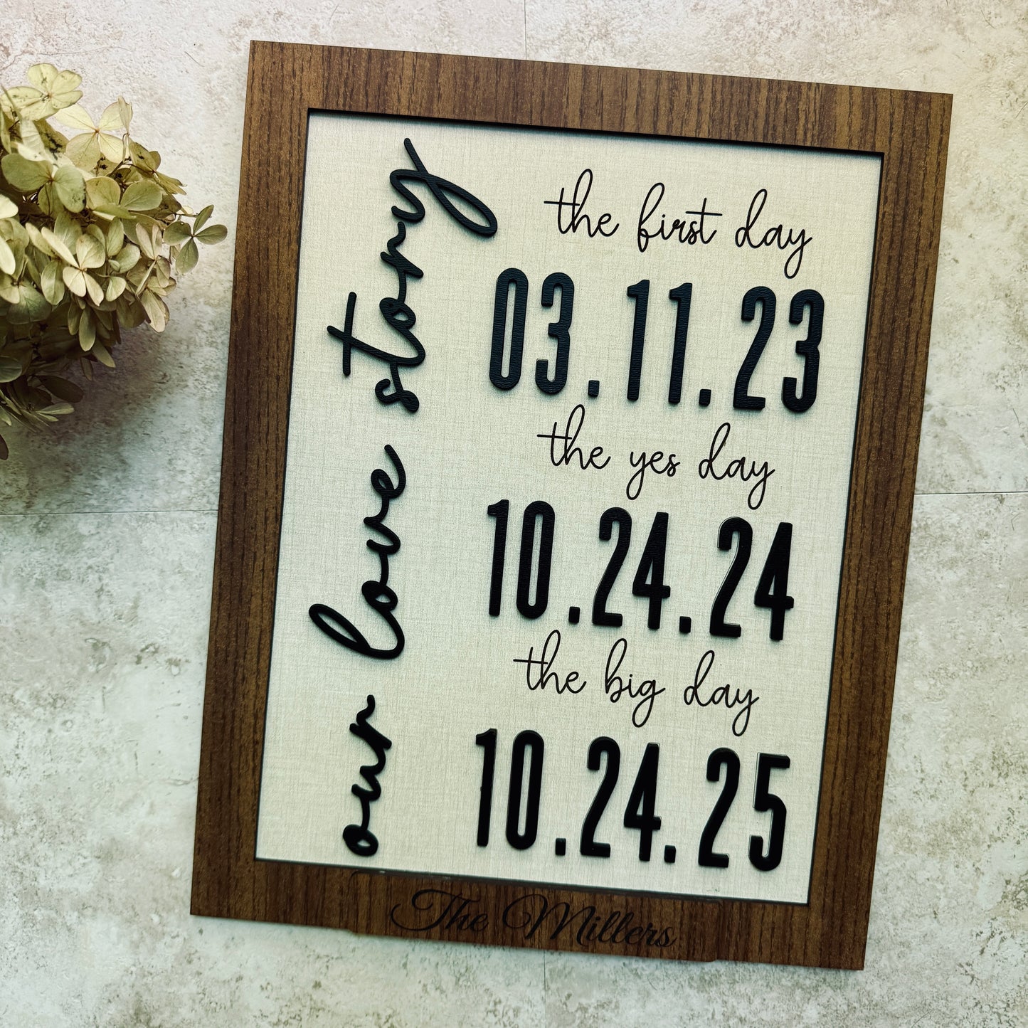 Our Love Story Sign – Personalized Wooden Anniversary & Wedding Gift | 3-Layer Laser Cut Wall Art