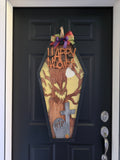 Handmade Layered Halloween Coffin Door Sign – 35" Tall Haunted Tree Design