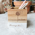 Personalized Marble & Wood Pencil Holder with Copper-Filled Engraving